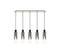 Austin 5 Light Bar Ceiling Pendant - Black with Smoked Glass Shade