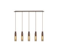 Austin 5 Light Bar Ceiling Pendant - Mocha & Amber Glass