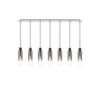 Austin 7 Light Bar Ceiling Pendant - Black with Smoked Glass Shades