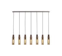 Austin 7 Light Bar Ceiling Pendant - Mocha & Amber Glass