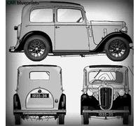 austin 7 ruby 1935 Blueprint Drawing A4 Photo