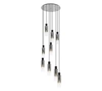 Austin 9 Light Cluster Ceiling Pendant - Black with Smoked Glass Shades