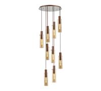 Austin 9 Light Cluster Ceiling Pendant - Mocha & Amber Glass