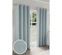 Austin' Blue 100% Blackout, Thermal, Linen Look Pair of Eyelet Curtains Enhanced Living Blue 168cm width x 137cm drop