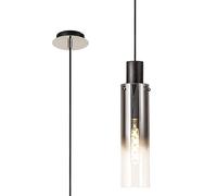 Austin Ceiling Pendant Light - Black with Smoked Glass Shade