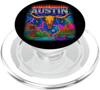 Austin Cityscape Western Steer Skull Texas Map PopSockets PopGrip for MagSafe