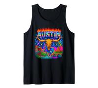 Austin Cityscape Western Steer Skull Texas Map Tank Top