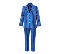Austin Cosplay Powers Costume Men Blazer Suit Blue Striped Disco Costumes 70's 80's Party Suit (Blue, M)
