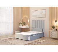 Austin Divan Base 2 Drawers and 54" Floor Standing Headboard Linen Fabric Somnior Light Grey Small Single