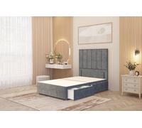 Austin Divan Base 2 Drawers and 54" Floor Standing Headboard Plush Velvet Somnior Charcoal Small Single
