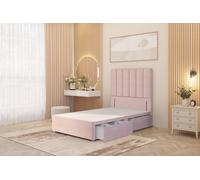 Austin Divan Base 2 Drawers and 54" Floor Standing Headboard Plush Velvet Somnior Pink Single