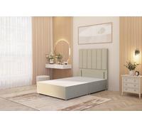 Austin Divan Base and 54" Floor Standing Headboard Linen Fabric Somnior Beige Single