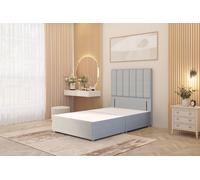 Austin Divan Base and 54" Floor Standing Headboard Linen Fabric Somnior Light Grey Single