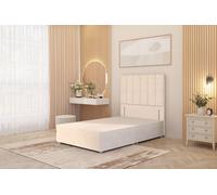 Austin Divan Base and 54" Floor Standing Headboard Plush Velvet Somnior Ivory Small Single
