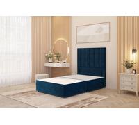 Austin Divan Base and 54" Floor Standing Headboard Plush Velvet Somnior Navy Small Single