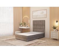 Austin Divan Base and 54" Floor Standing Headboard Tweed Fabric Somnior Brown Small Single