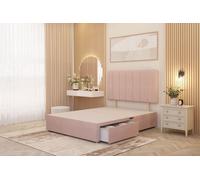 Austin Divan Bed Base with 2 Storage Drawers and Headboard Velvet Somnior Pink Single