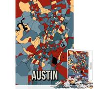 Austin Earthtone City Map 1000 Piece Jigsaw Puzzles for Adults Improve Overall Mental Performance Mindful Soothing Leisure Game (38x26cm)