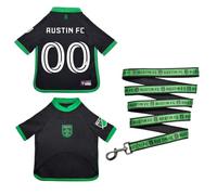 Austin FC Dog Jersey & Leash Set, Size Large | Austin FC dog jersey and matching leash featuring authentic team colors and official club graphics.
