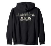 Austin Landmarks Vintage Usa Travel Zip Hoodie