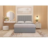 Austin Linen Fabric Divan Bed Set with Midnight Pocket Spring Mattress and Headboard Somnior Light Grey Small Single