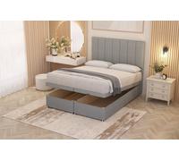 Austin Linen Fabric End Opening Ottoman Bed Set with Midnight Mattress Somnior Light Grey Small Single