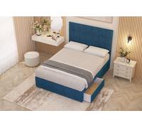 Austin Plush Velvet Divan Bed Set 2 Drawers with Midnight Pocket Spring Mattress and Headboard Somnior Navy Single