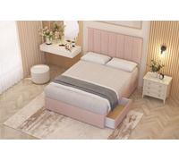 Austin Plush Velvet Divan Bed Set 2 Drawers with Midnight Pocket Spring Mattress and Headboard Somnior Pink Small Single