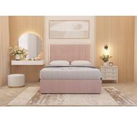 Austin Plush Velvet Divan Bed Set with Midnight Pocket Spring Mattress and Headboard Somnior Pink Small Single