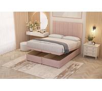 Austin Plush Velvet End Opening Ottoman Bed Set with Midnight Mattress Somnior Pink Single