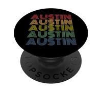Austin Retro Rainbow Stacked Text Bold Vintage Look PopSockets Adhesive PopGrip