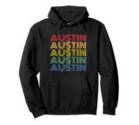 Austin Retro Rainbow Stacked Text Bold Vintage Look Pullover Hoodie