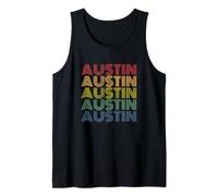 Austin Retro Rainbow Stacked Text Bold Vintage Look Tank Top