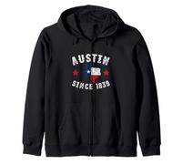 Austin Since 1839 City Pride Texas Map Vintage Retro Zip Hoodie