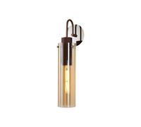 Austin Single Light Switched Wall Light - Mocha & Amber Glass