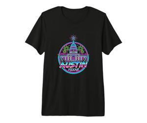 Austin Texas Capitol Synthwave 80s Retro Music Tourist Premium T-Shirt