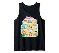 Austin Texas Map Style Neighborhoods Travel Graphic Tank Top