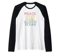 Austin Texas Peace Love Retro Music Souvenir Tee Raglan Baseball Tee