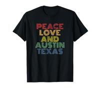 Austin Texas Peace Love Retro Music Souvenir Tee T-Shirt
