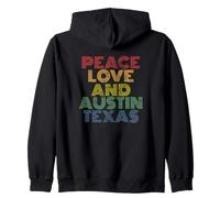 Austin Texas Peace Love Retro Music Souvenir Tee Zip Hoodie
