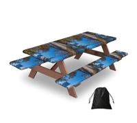 Austin Texas Print 3 Pack Wipeable Picnic Bench Cover And Table Cover Lightweight Table Cloth For Camping Outdoor