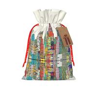 Austin Texas Printed Drawstring Gift Bags,Various Sizes, Bulk Plastic Packaging Bags