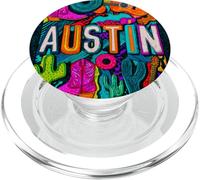 Austin Texas Retro Chalk Art Style Musical Urban Art PopSockets PopGrip for MagSafe