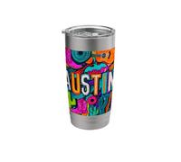 Austin Texas Retro Chalk Art Style Musical Urban Art Stainless Steel Insulated Tumbler