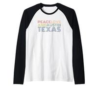 Austin Texas Retro Peace Love Travel Graphic Raglan Baseball Tee