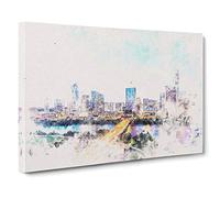 Austin Texas Skyline Watercolour Canvas Print for Living Room Bedroom Home Office Décor, Wall Art Picture Ready to Hang, 30 x 20 Inch (76 x 50 cm)