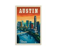 Austin, Texas Vintage City Travel Poster Nostalgia Poster Decorative Painting Canvas Wall Posters And Art Picture Print Modern Family Bedroom Decor Posters 08x12inch(20x30cm)