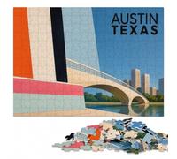 Austin Texas Wooden Jigsaw Puzzle, Adult Activity, 500 Pieces | Christmas puzzle gift for adults with quiet evening activity at your own pace.