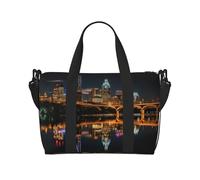 Austin Texas3 print Gym Bag for Women,Carry on Weekender Overnight Duffle Bag,Personal Item Tote Bag, Black, One Size