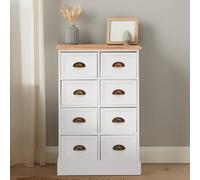 Austin White and Natural Wooden 8 Drawer Chest